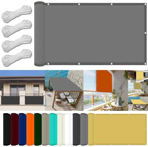 Sonnensegel Wasserdicht 0.7 x 2 m Wasserdicht Quadratisch Sonnensegel Balkon Uv-Schutz-Polyestergewebe mit Seil Ideal für Schwimmbäder Partys Und Outdoor-Aktivitäten, Light Grey