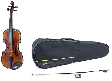GEWA Violingarnitur Allegro VL 1 Linkshänder – 4/4 spielfertigi, massiver europäischer Ahorn und europäische Fichte, handlackiert, Carbon Bogen, Larsen Aurora Saiten, Violinformetui
