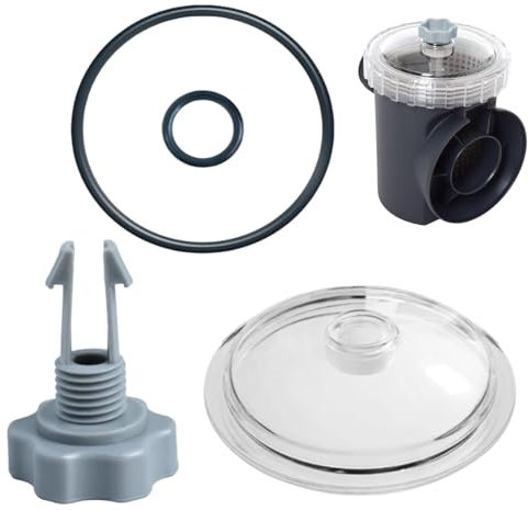 Cubierta de Bomba de Filtro de, reemplazo de Tapa de Bomba de Piscina | Cubiertas para recipientes Hojas Piscina Resistentes a los Rayos UV con 2 Juntas tóricas y válvula | Piezas del sist