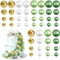 BOUBONI 48 Pcs Balls Cake Topper Decorations Balloon Cupcake Toppers Foam Cake Topper Balls Cake Balls Decorations for Birthday Party Wedding (Green, White, Gold)