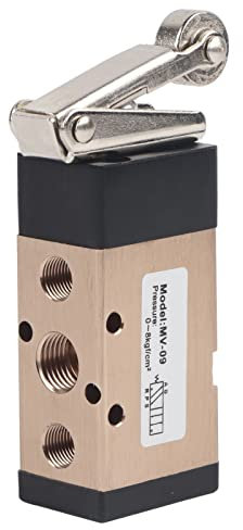2-Positionen-5-Wege-pneumatisches Handzugventil, Rollentyp, pneumatisches mechanisches Ventil, 1/4-Zoll-PT-Anschluss, pneumatisches Schaltventil Aluminiumlegierung, MV-09, pneumatisches Steuerumkehrve