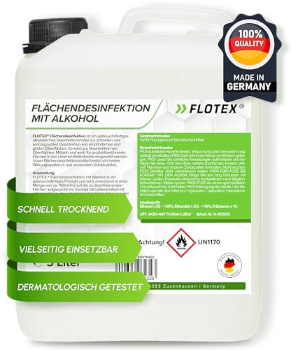 FLOTEX® alkoholisches Flächendesinfektionsmittel 5L - Hochwirksame Flächendesinfektion mit Alkohol - Ideales Desinfektionsmittel für alle glatten Oberflächen