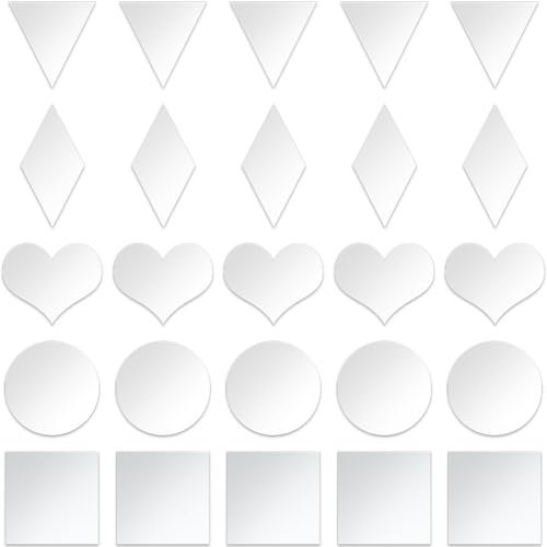 SOFPLATE 1 scatola 250 pezzi 5 stili Piccole Piastrelle A Specchio Mosaico Piastrelle A Specchio Autoadesive Mini SpecCHIs Acrilici Adesivi per Pareti Casa Cucina Camera Da Letto Decorazione Forniture