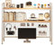White Small Desk Hutch with Accessories Storage Display Rack Ladder Desktop Shelf for Home Dorm or Office Supplies