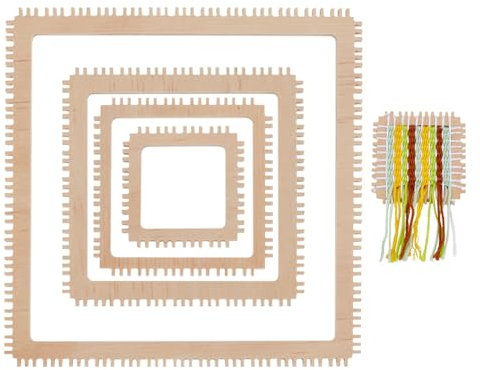 NBEADS 4 Pz 4 misure Kit Telaio per Tessitura In Legno, Telaio per Maglieria Quadrato Telaio per Tessitura Dentellato Cestino per Principianti Adulti Tessitura e Amanti Della Tessitura, 5/7.6/10/15cm