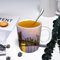 YOIUE Tasse aus Keramik - Große 11oz Tassen 330ml Kaffeetassen mit Henkel, 100% Handbemalt - Trinkgläser mit Griff - Weiß,Skyline von Manhattan bei Sonnenaufgang, New York City, USA.