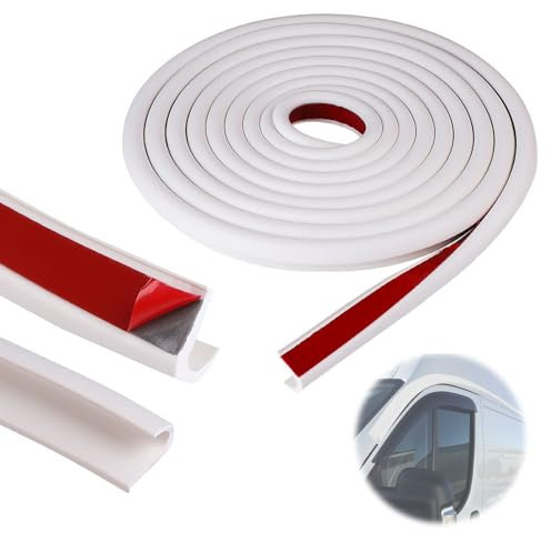 DBREAKS Grondaie per Camper, 5M Grondaie in gomma, Striscia in Gomma in PVC, Deviatore per Tetto Pioggia, per Veicoli, Camion, Camper, Barche, Auto, Furgoni, Porte, Camper(bianco)