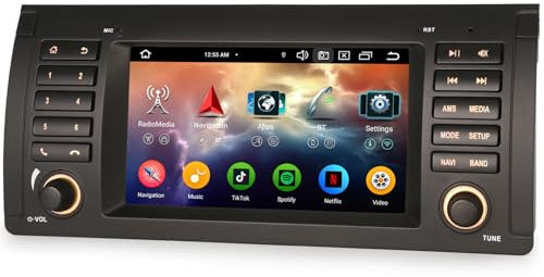 erisin Android 14, 8 Kern 4+64GB Autoradio Navi für BMW X5 E53 Carplay Android Auto GPS DSP Bluetooth 5.0 WiFi Dab+ FM Radio RDS Canbus Lenkradsteuerung IPS Touch Bildschirm