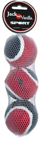 JACK AND VANILLA, Jouet pour Chien Balle de Tennis, Lot de 3, Résistante, Taille 6,3 cm, Modèle Balboa, n'abime Pas Les Dents, pour l'Extérieur, la Plage, pour Toutes Races de Chien