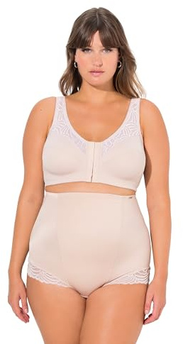 Ulla Popken Damen Entlastungs-BH Kelly, Ohne Bügel, Vorderverschluss, C -D BH's, Helles Beige, 120 EU