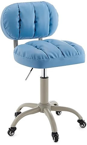 Rollhocker Mit Lehne, Rollhocker Drehhocker Arbeitshocker Bürostuhl Mit Sattelsitz, Ergonomischer Schreibtischhocker, Für Heimbüros, Küchen (Blue Seat Height 38)