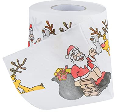 Weihnachts-Toilettenpapier, Weihnachtsmann, bedrucktes Toilettenpapier, Rollenpapier, Weihnachtszubehör für Badezimmer-Dekoration, festliche Party-Dekoration, Neuheitsgeschenke, Weihnachtsmann-Toilett
