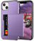 Coolden for iPhone 13 Case with Card Holder Armor Shockproof Heavy Duty Protective Case Hard PC Back Soft TPU Bumper Card Slot Wallet Case Cover for iPhone 13 Phone Case (Grey Purple)