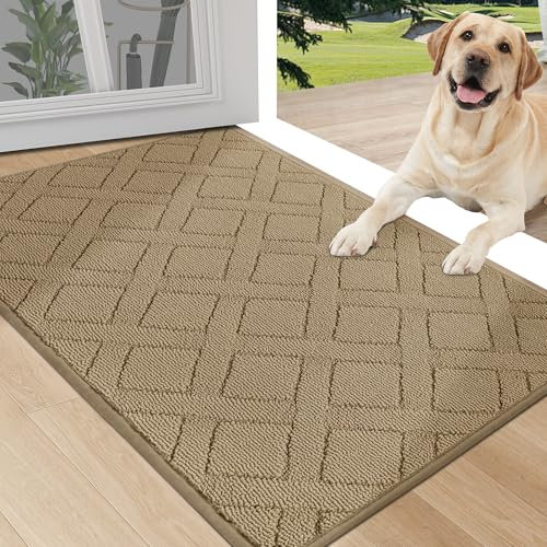 COSY HOMEER Schmutzfangmatte Innen 60 x 90 cm, Fussmatte Innen Waschbar, Maschinenwaschbare rutschfeste Fußmatte, Absorbierend Schmutzfangmatten für Hintertür, Eingang, Flur, Küche, Beige