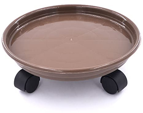 DONGGANSHI Pflanzencaddy, Pflanzenrollständer, 30 cm runder Blumentopf-Transporter mit Rädern, Topfpflanzenständer auf Rädern für Blumentopf im Hausgarten und auf der Terrasse/Braun