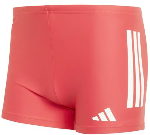 adidas Men's 3 Stripes Swim Boxers, semi Lucid red/White, 28
