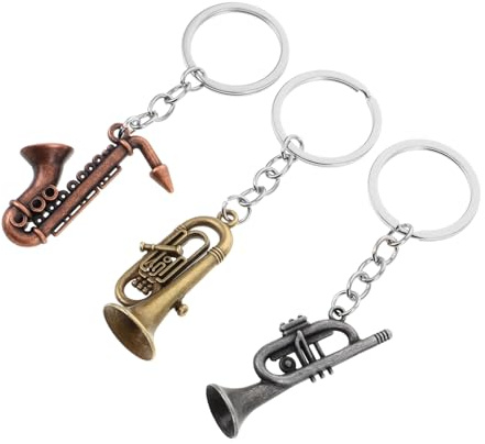 Hohopeti Vintage Metall Schlüsselanhänger Musik im 3 Stück mit Saxophon Form Fein Poliert und Komfortabel Geschenk für Musikliebhaber und Musiker