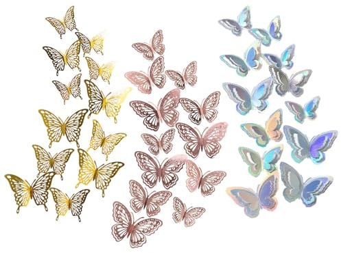 36 Stück 3D Schmetterlinge Dekoration Wandtattoo Schmetterling Wanddeko Wanddeko Dekorationen für Mädchenzimmer Kinderzimmer Babyzimmer