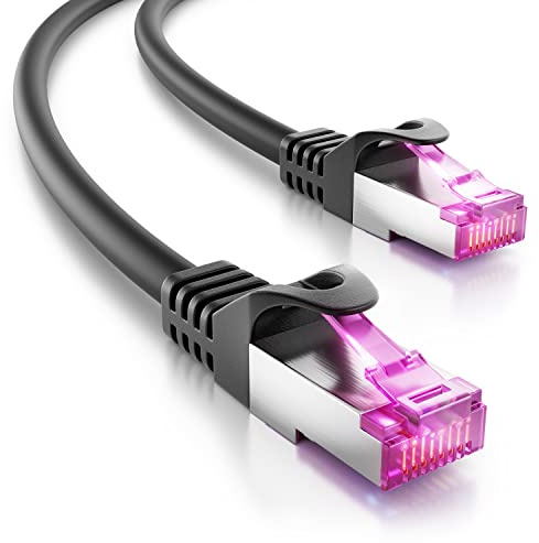 deleyCON 6m CAT7 Outdoor Netzwerkkabel für Außenbereich (10 Gbit/s, S/FTP Schirmung, Kupfer) RJ45 Stecker Ethernet LAN Patchkabel - Witterungsbeständig - für Kameras, PoE, Camping uvm.
