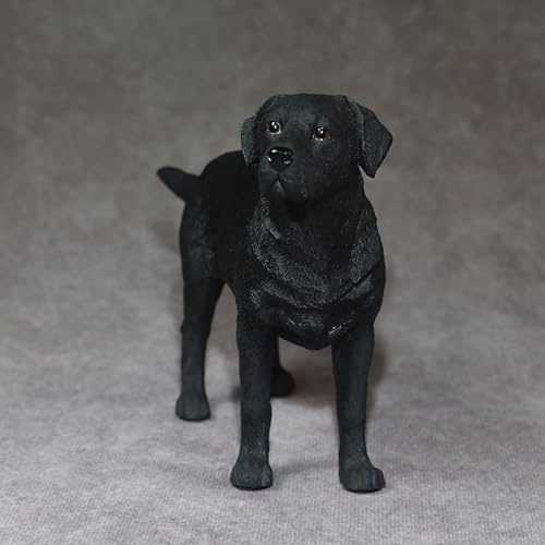 TALKLEK Realistische Harz Labrador Figur, Kleiner Hund Gedenkgeschenke Labor Ornament Hund Figuren Sammlerstück Labrador Statue Figur Skulptur Geschenke für Hundeliebhaber (Schwarz, L 17,8 cm x B 4,5