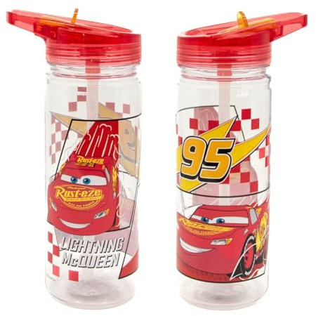 Stor Disney 580ml Kids Water Bottle with Flip Lid – Leakproof, BPA-Free, Licensed Design, Durable Reusable Drinking Bottle for School & Travel (Cars)