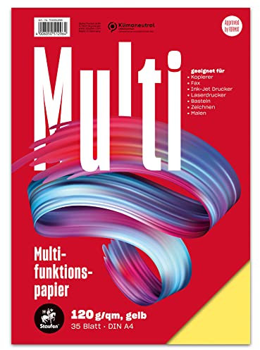 Staufen Style Multifunktionspapier - DIN A4, 35 Blatt, Farbe: gelb, 120g/m² Qualitätspapier, 1 Stück