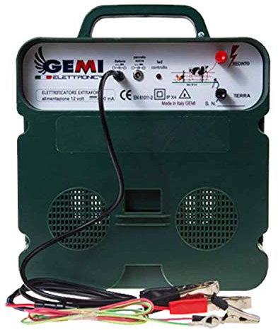 Gemi Elettronica ELECTRIFICATEUR Double Alimentation (Batterie)12V / 220V de Clôture électrique batterie 5 km clôture électrifiée B/12 extrafort Pour animaux chevaux chiens sangliers vaches porcs poules
