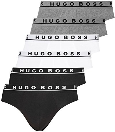 BOSS Hugo Herren Slips Briefs Unterhosen 50325402 6er Pack, Farbe:Mehrfarbig, Wäschegröße:2XL, Artikel:-999 Black/Grey/White