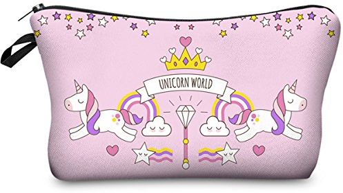 PREMYO Kosmetiktasche Klein für Handtasche - Schminktasche Damen Make Up Tasche - Federmappe Mädchen Etui Einhorn Rosa