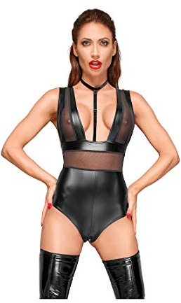 3 BRUJAS Velvet Body Wet Mit Transparenz, Schwarz, Gr.- M