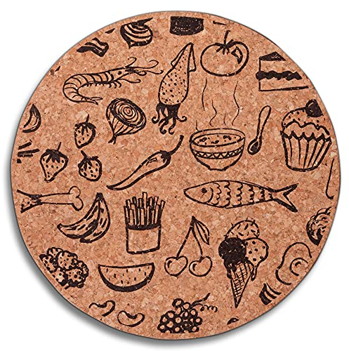 HOFMEISTER® Topfuntersetzer, rund, Essen-Symbole, aus Kork, 20 cm