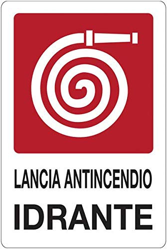 takestop® CARTELLO lancia antincendio idrante 20x30CM SEGNALETICA DIREZIONALE SICUREZZA AVVERTIMENTO 012
