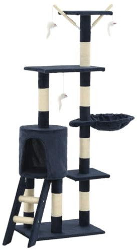 vidaXL Arbre à Chat avec Griffoirs en Sisal 138 cm Bleu Foncé Grattoir à Chat