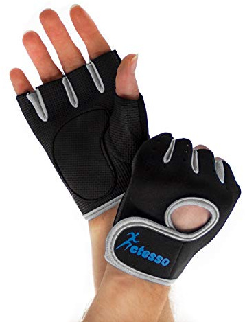 Actesso Gym Gloves for Sports – Weight lifting Men & Women, Rowing Exercise & Training. (Grey, Small)