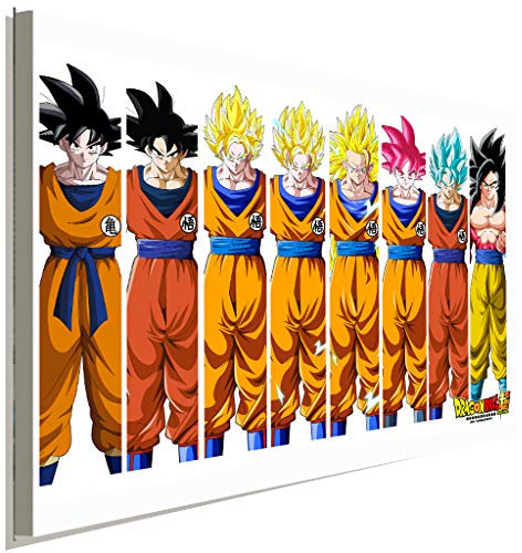 AK ART Son Goku alle Formen Dragonall Leinwandbild Kunstdruck Wandbild Wanddeko (70 x 50 cm)