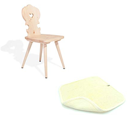4betterdays.com NATURlich leben! 6 Klassische Bauernstühle aus Zirbenholz mit 6 Sitzkissen aus Schafwolle - Handarbeit aus Österreich