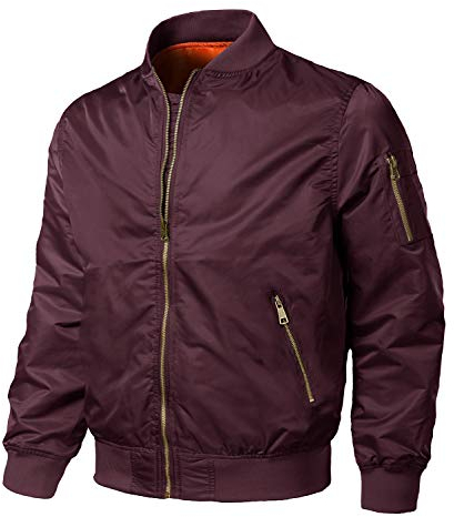 EKLENTSON Men's Softshell Bomber Jacket Casual College Varsity Jacket Windbreaker Pilot Coat Wind Red