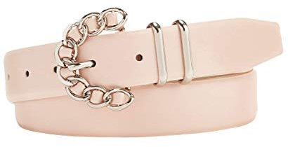 Steve Madden Womens Chain-Buckle Belt (Light Pink, Large)