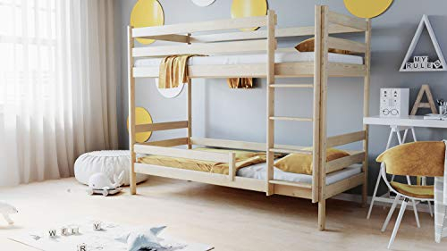 WFL GROUP Etagen Kinderbett 3ft Single 90x190 90x200 80x160 cm Massivholz Kiefer Etagenbett Für Kinder - 160x80 - Kiefer