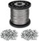 ShanQian 1/16 Wire Rope, 1.5mm Stainless Steel Cable, 100m/328Ft Metal Spool With 100PCS Aluminum Crimping Sleeves - Heavy Duty Picture Frame Hanging - 7x7 Strand Core