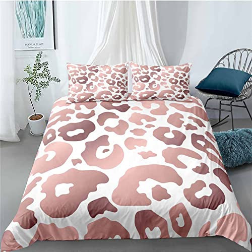 King Size Duvet Covers Rose Gold White Bedding Microfiber Duvet Cover Sets Dust Mite Resistant Duvet Set Washable Bedding Set,1 Duvet Cover with Zipper Closure and pillow cases 2 pack 50x75cm