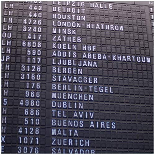 Wallario Wandbild aus Acryl, 50 x 50 cm, freischwebende Optik - Flughafen Abflugtafel