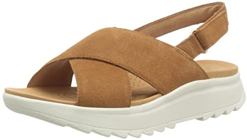 Clarks Damen Dashlite Wish Sandal, Dark Tan Suede, 38 EU