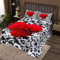 Loussiesd Leopard Rose Steppdecke Schwarz Weiß Rot Blumen Tagesdecke 240x260cm Leopardenmuster Bettüberwurf Mädchen Frauen Modern Mikrofaser Wohndecke Rose 3St, Atmungsaktiv
