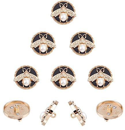 NBEADS 10 Stück Biene Runde Metalltaste, 3D Biene mit Perlen Legierung Emaille Schaft Knöpfe für DIY Handwerk Knopf Nähanzug Uniform Mantel Dekoration Hose Zubehör