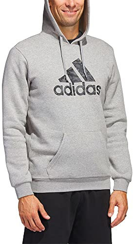 adidas Uomo Sportswear Camo Hoodie, Medium Grey Heather, XL