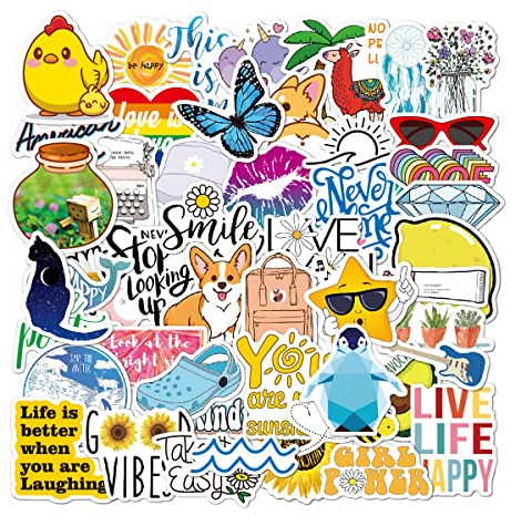 Lahviuu Aufkleber,50 Stück Aesthetic Sticker Decals Aufkleber Auto Trendy Wasserdicht Vinyl Stickers für Erwachsene Kinder(Style B)