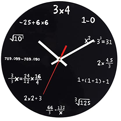 Mathematische Uhr, 29.5cm / 11.6 Zoll Kreative Runde Wanduhr Groß Modern Mathematisches Wanduhr ohne Tickgeräusche Vintage Deko Uhr Wand Klassenzimmer Büro Haus Dekoration Lehrer Studenten Geschenk