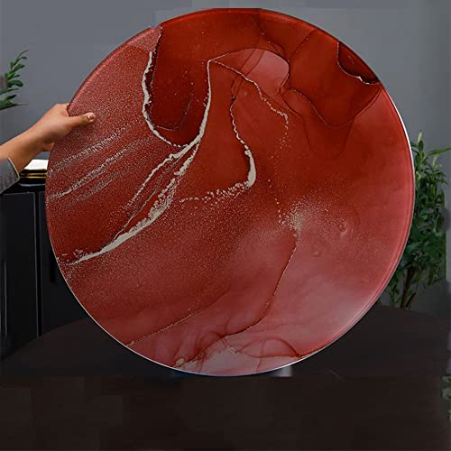XFAK Plateau De Table en Verre Trempé 60cm 70cm 80cm 90cm 100cm Dessus De Table Rond avec Marbre, Feuille Ronde Plate, Épaisseur 8cmm (Color : C, Size : 28in/70cm)