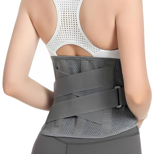 TOIMALDO Rückenbandage - mit 4 Stützstreben und 2 Polstern,Lendenwirbelgürtel mit Atmungsaktivem Netz für und Kann Taillenmüdigkeit lindern